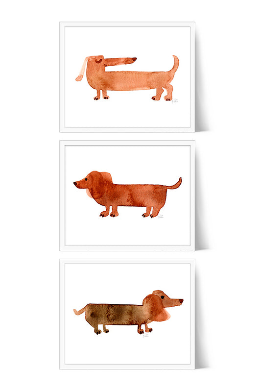 Dachshunds In Watercolor by Sara Franklin