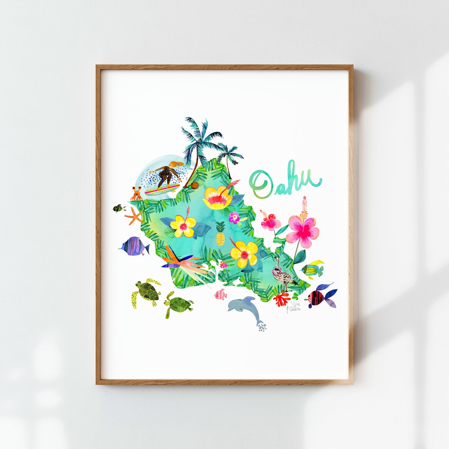 a picture of a map of the island of oahu