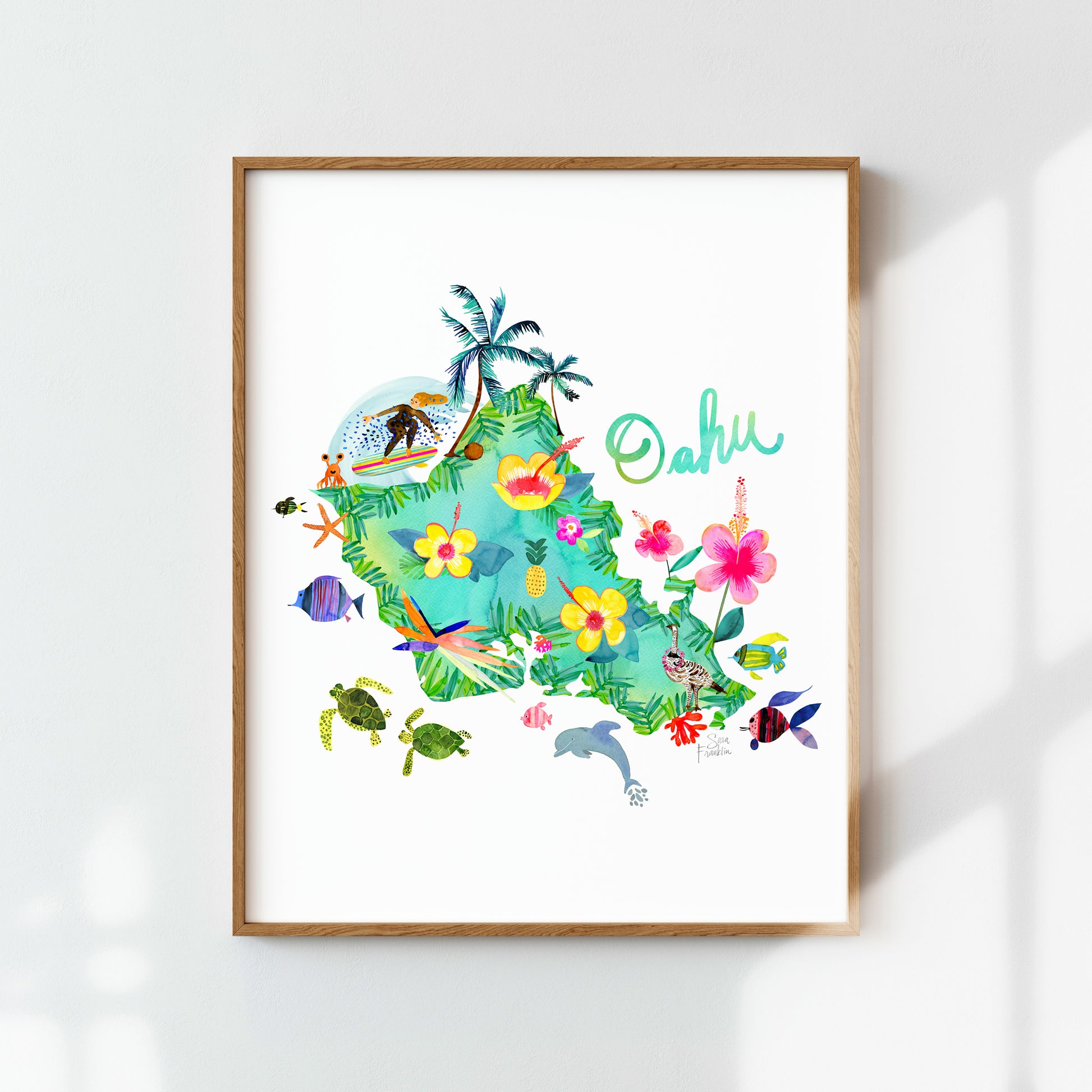 a picture of a map of the island of oahu