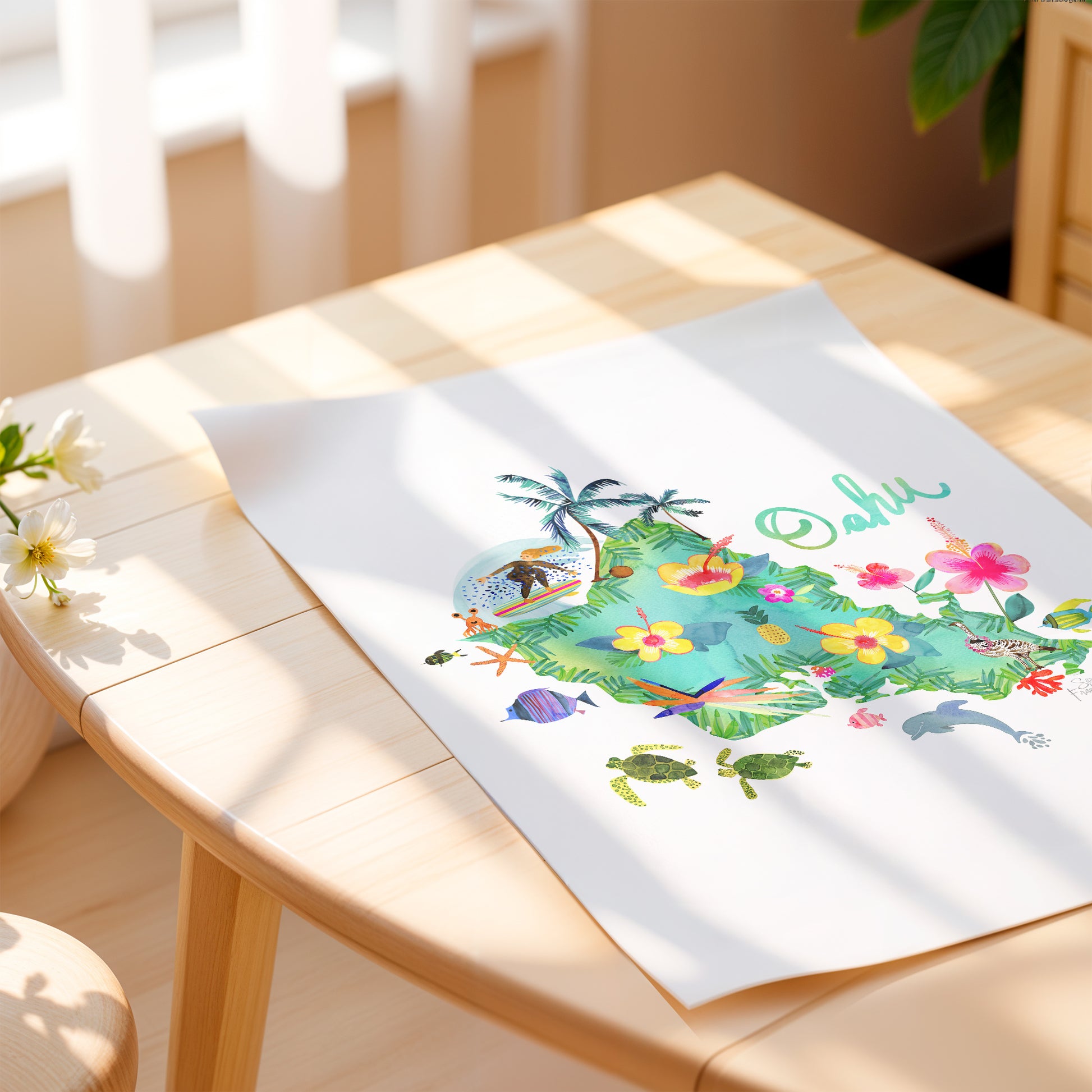 a picture of a table with a plant on it