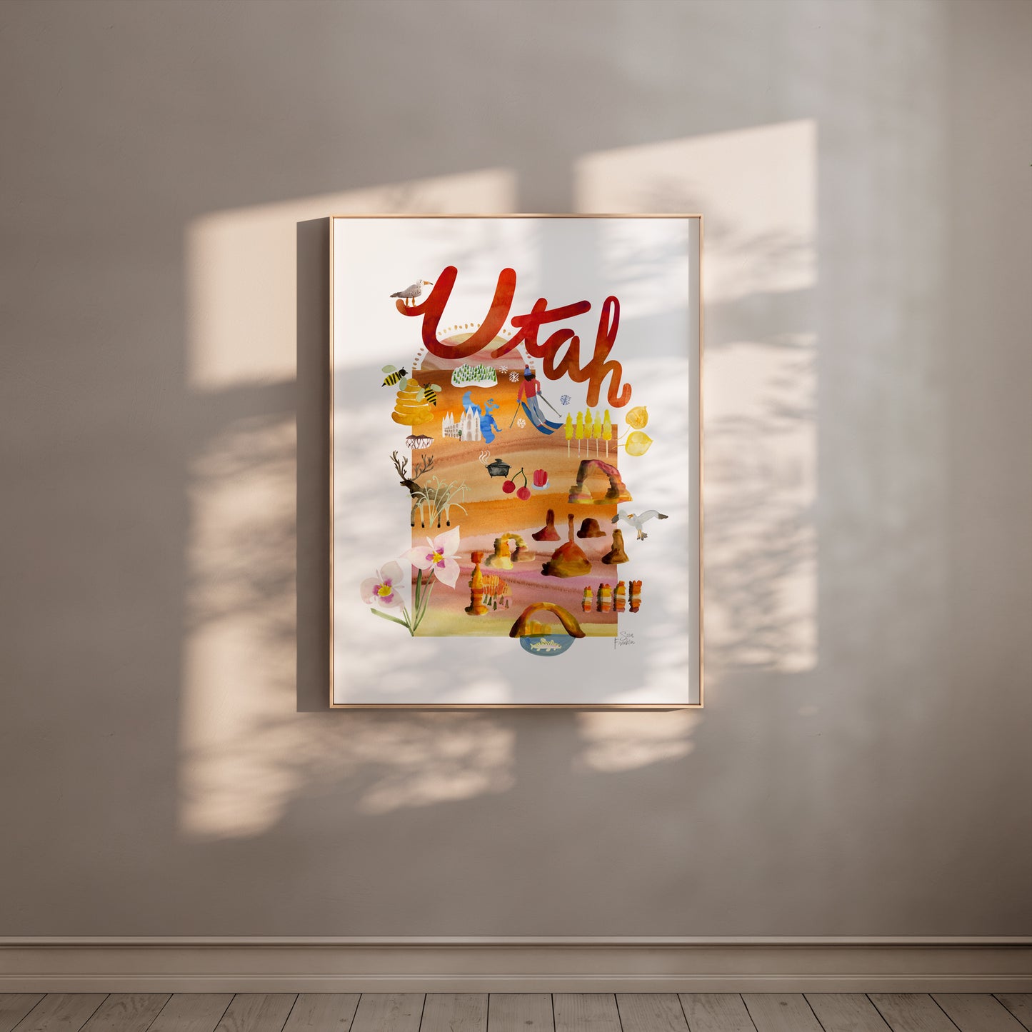 a picture hanging on the wall of a room
