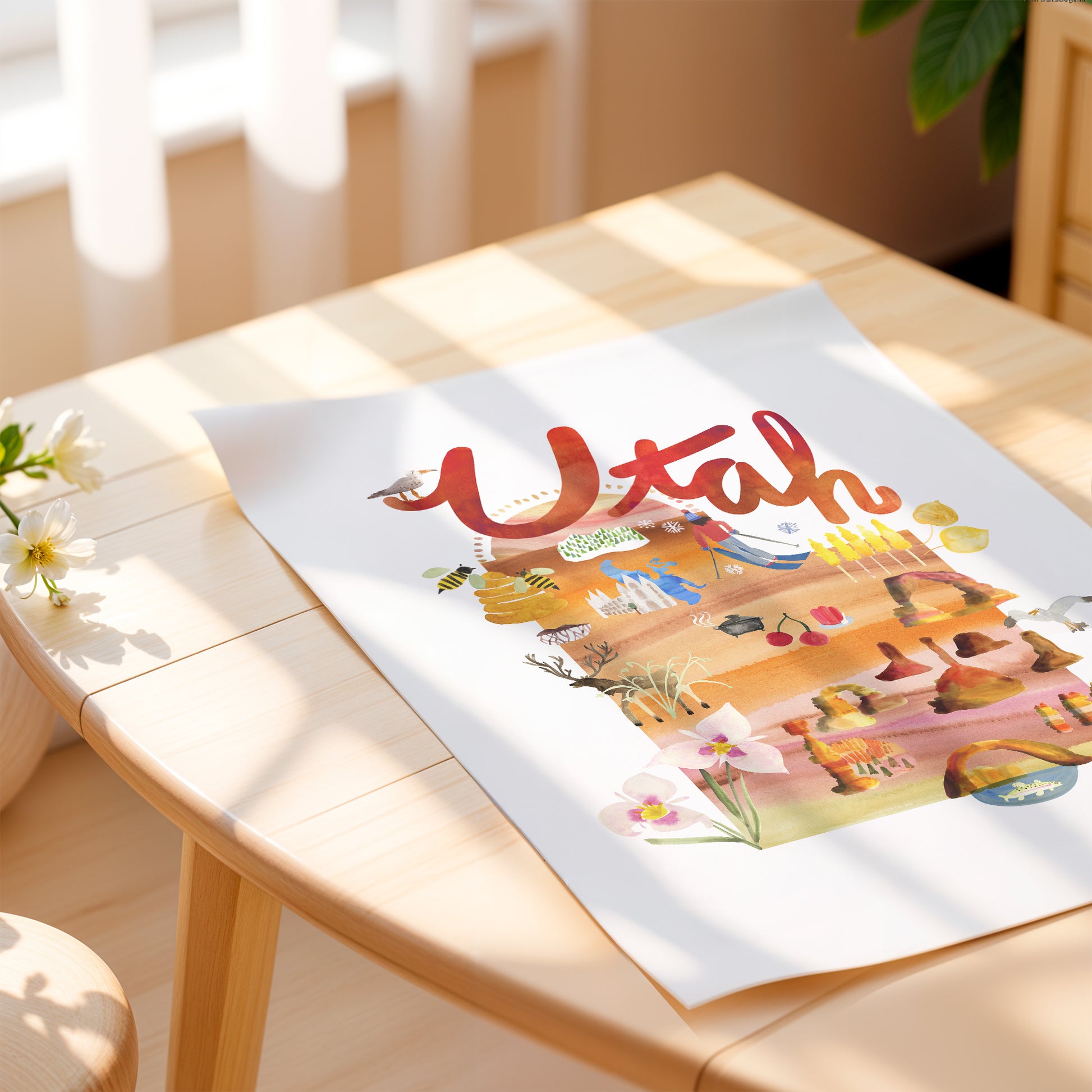a picture of the state of utah on a table