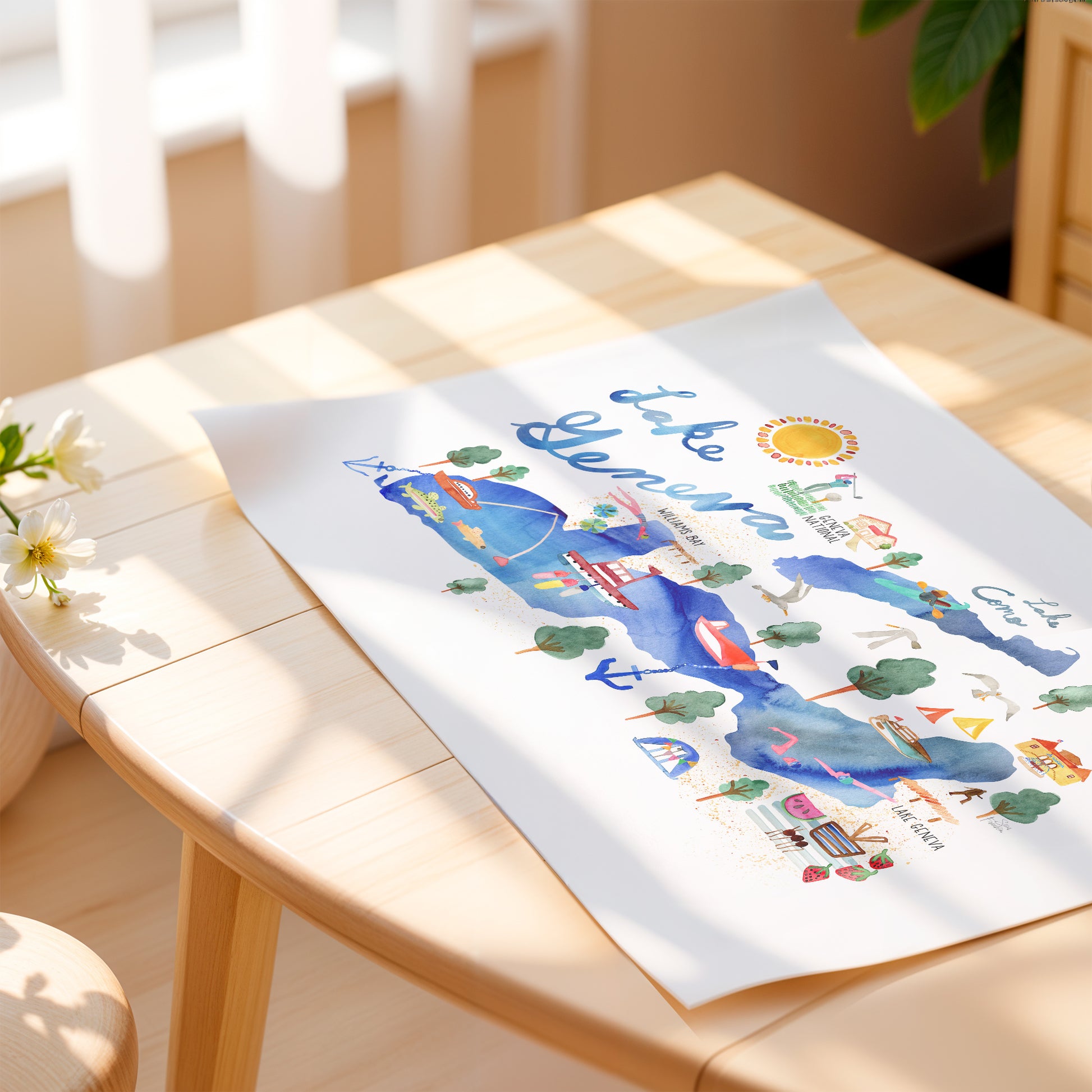 a picture of a table with a vase of flowers on it