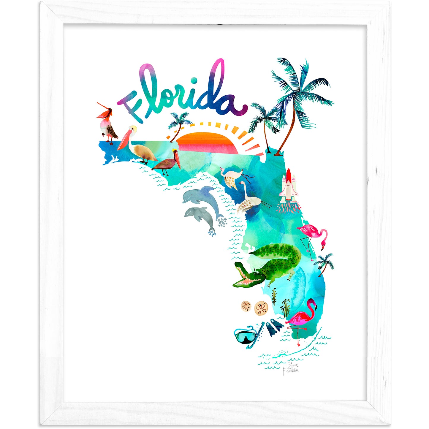 a watercolor map of florida with the words florida