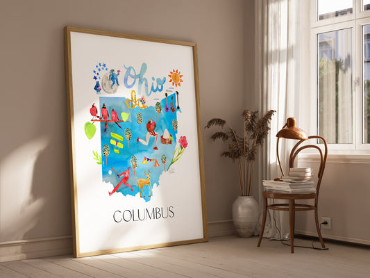 a picture of a map of the state of columbus