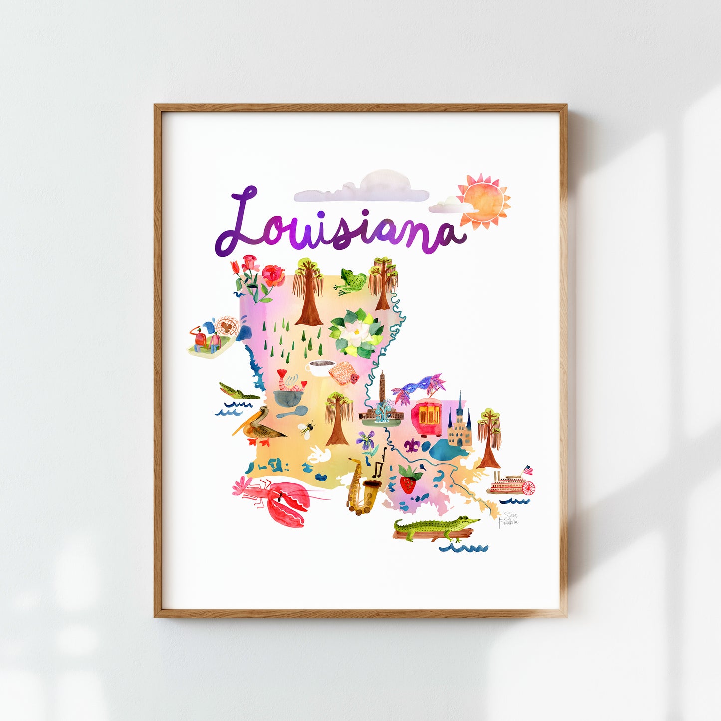 a picture of a map of the state of louisiana