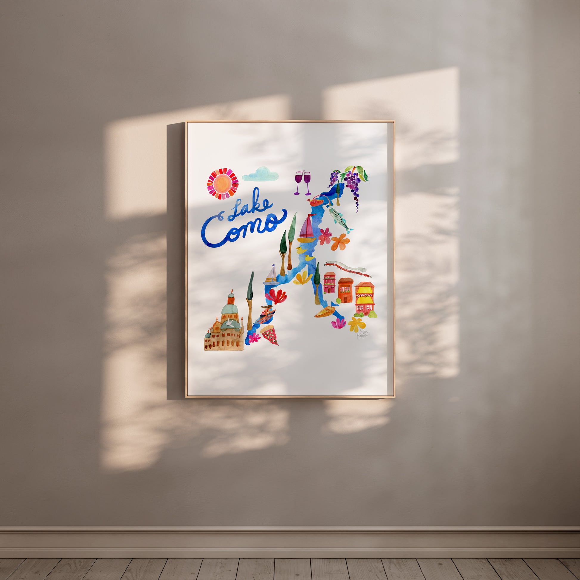 a poster hanging on the wall of a room