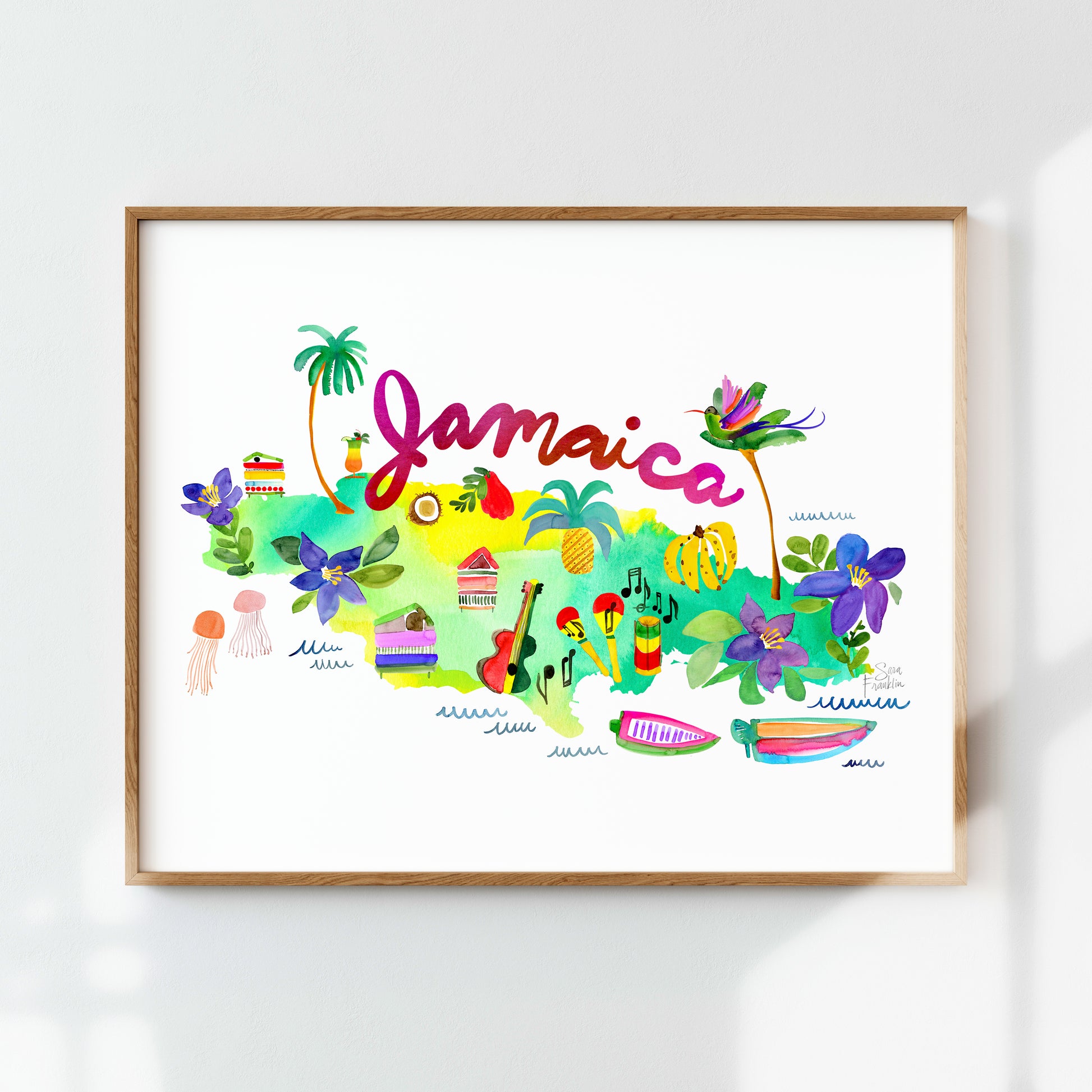 a picture of a map of jamaica on a wall