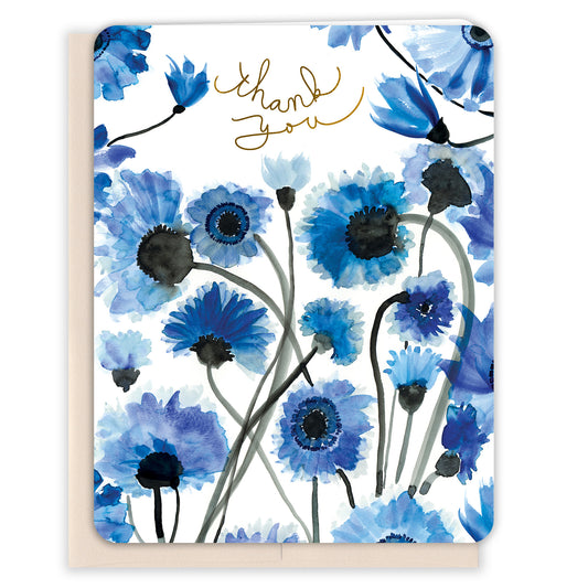 Blue Wildflowers Florals Thank You Card