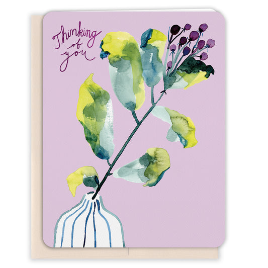 Lavender Vase Thinking Of You Anytime Card