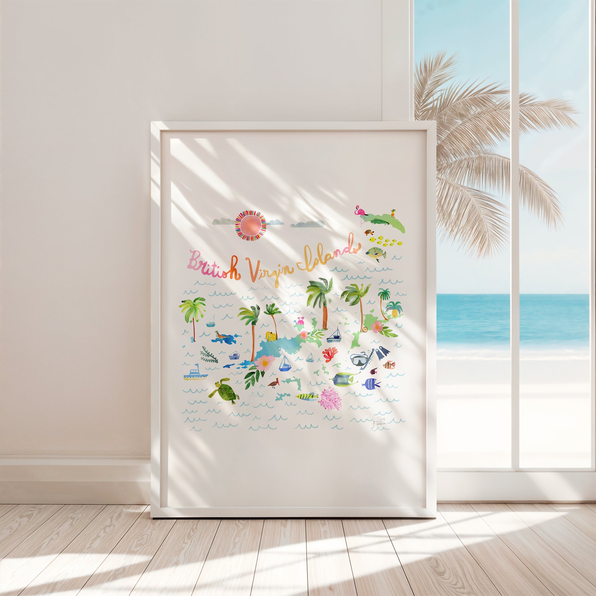 a picture of a beach scene with palm trees