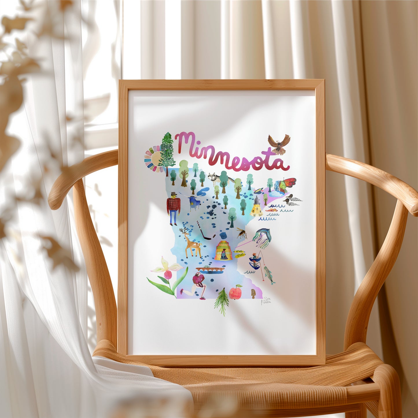 a picture of minnesota in a wooden frame