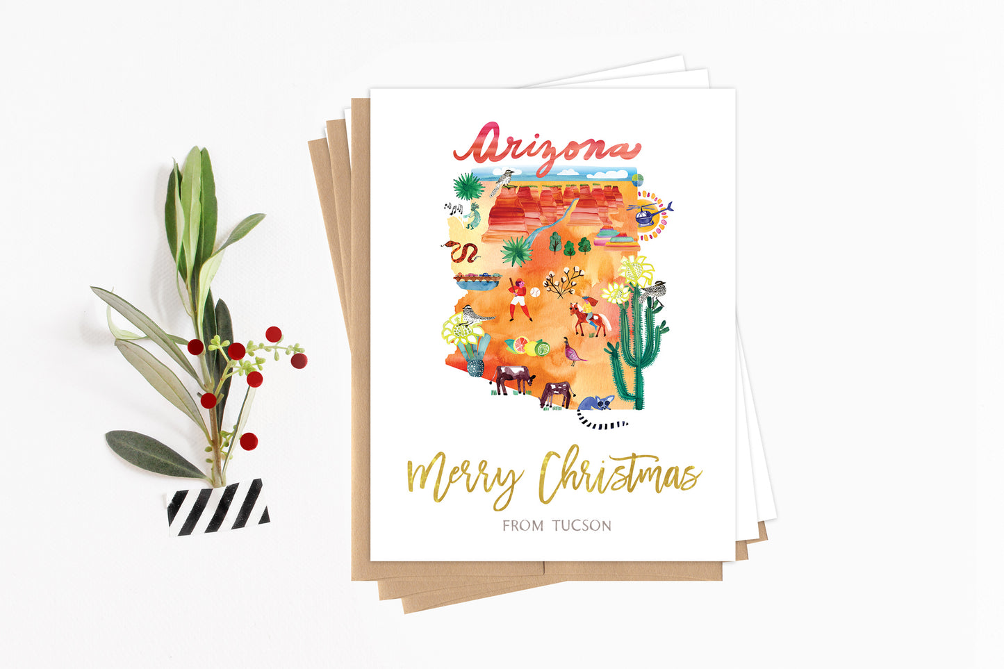 Custom Arizona Map Holiday Card