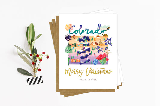 Custom Colorado Map Holiday Card