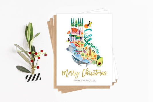 Custom California Map Holiday Card