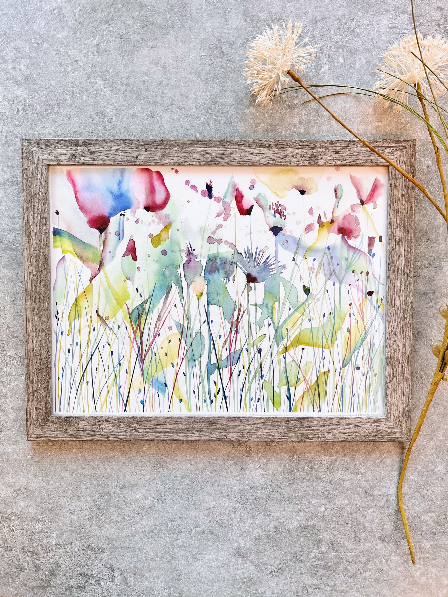 Meadows | Original Watercolor | art size 9x12 in. | with frame 10x13 in.