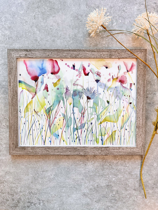 Meadows | Original Watercolor | art size 9x12 in. | with frame 10x13 in.