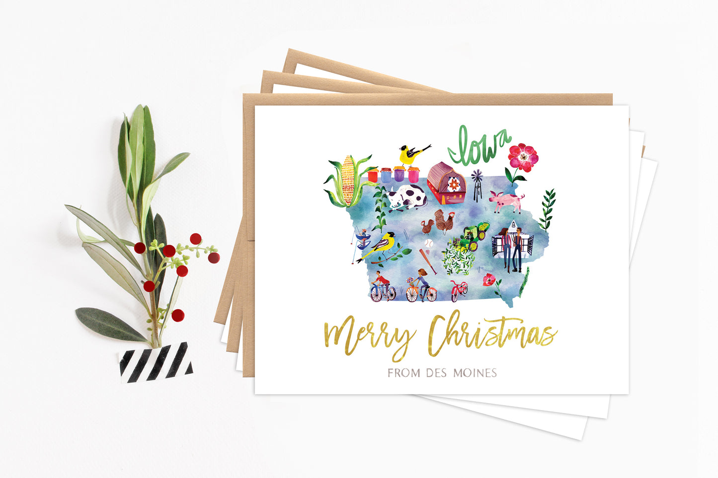 Custom Iowa Map Holiday Card