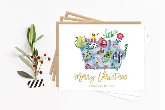 Custom Iowa Map Holiday Card