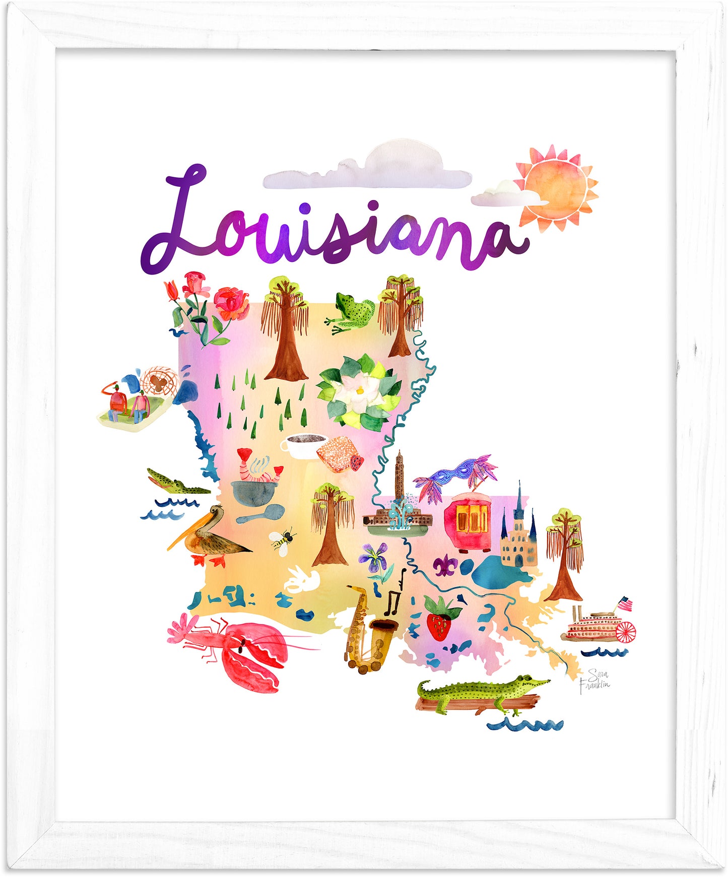 Louisiana Map Fine Art Print