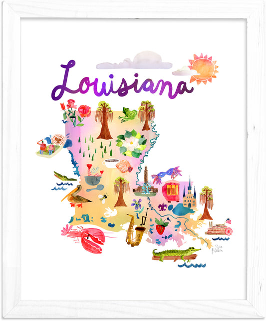 Louisiana Map | Fine Art Print | Travel Wall Decor