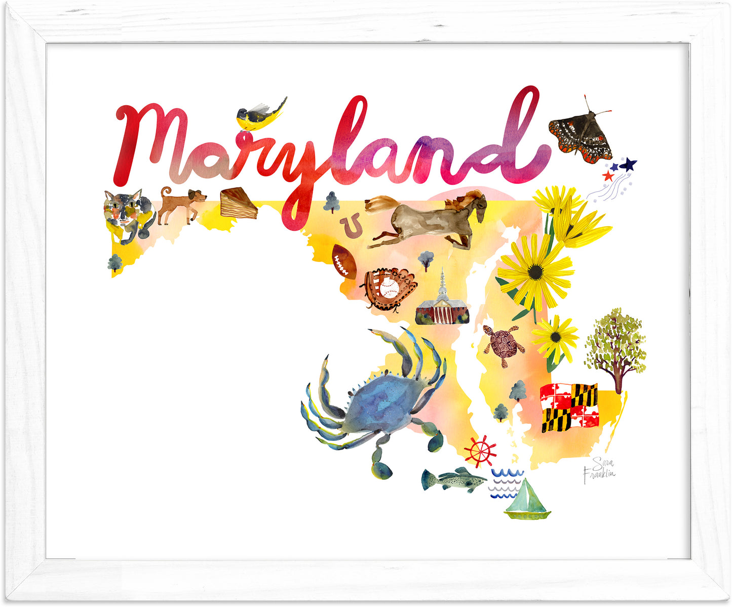 Maryland State Map | Fine Art Print | Travel Wall Decor
