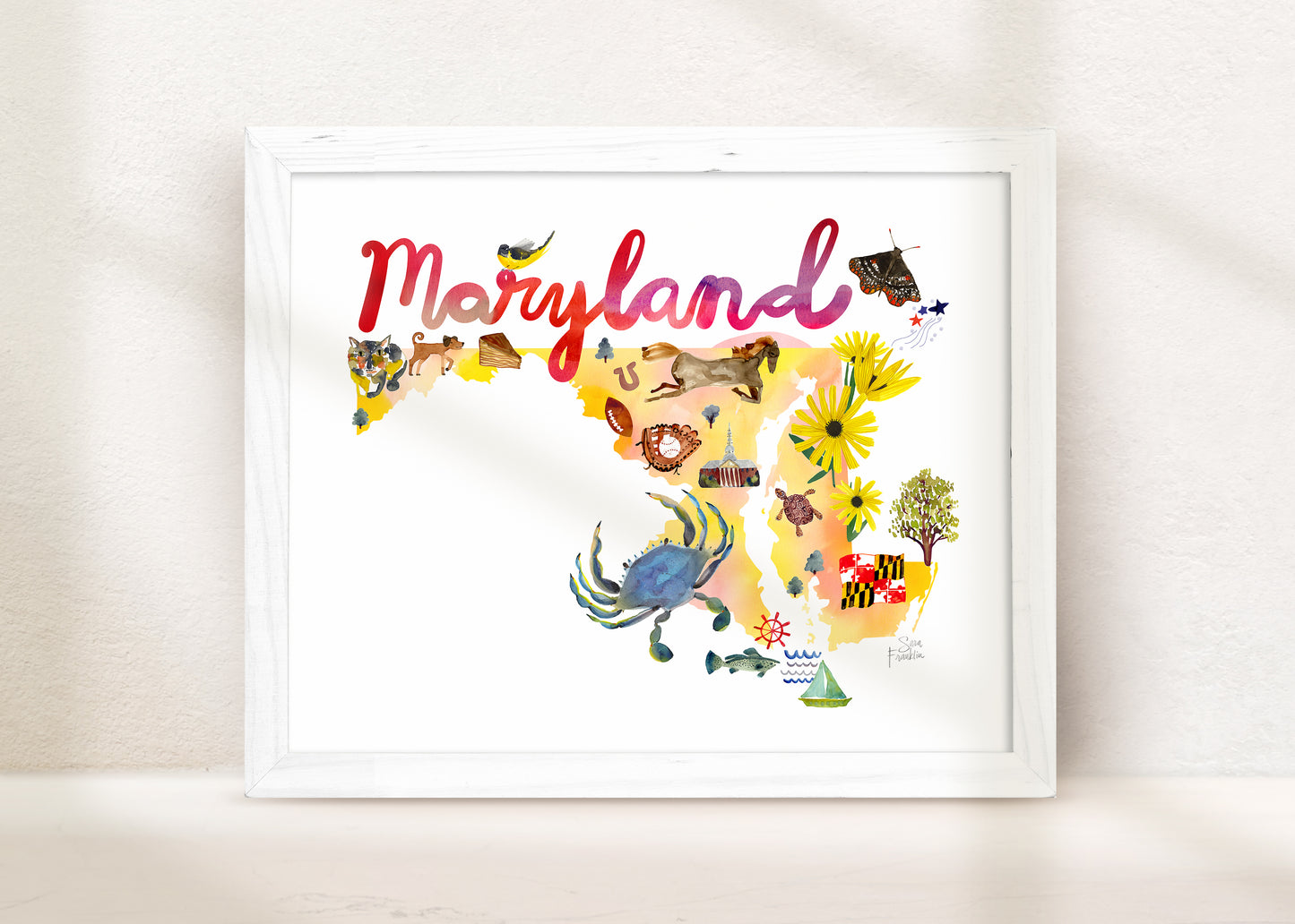 Maryland State Map | Fine Art Print | Travel Wall Decor