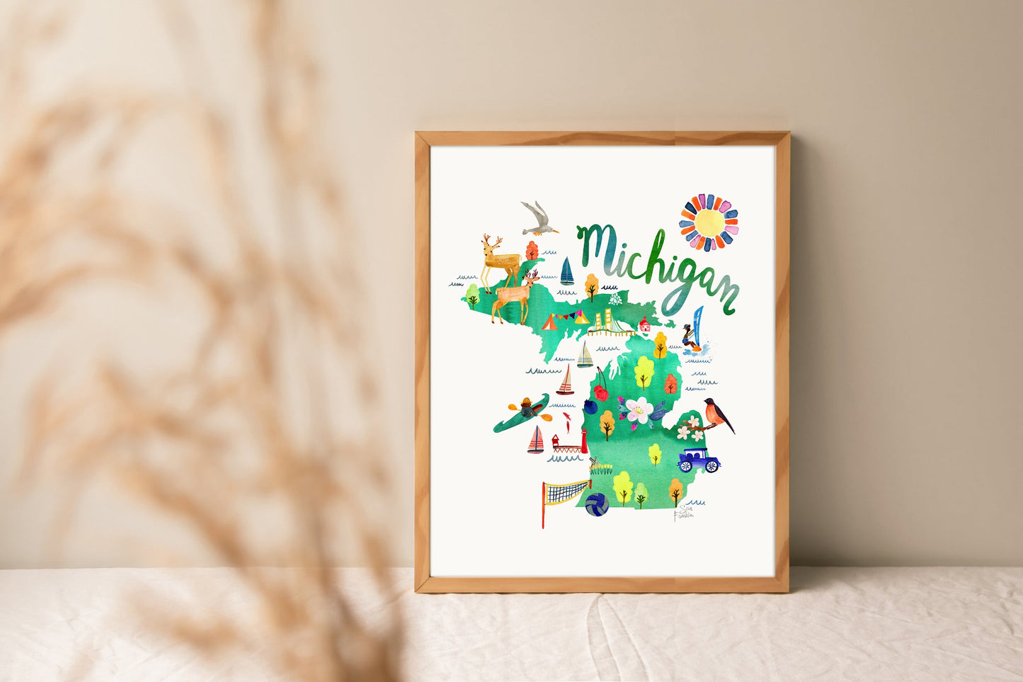 Michigan Map | Fine Art Print | Travel Wall Decor