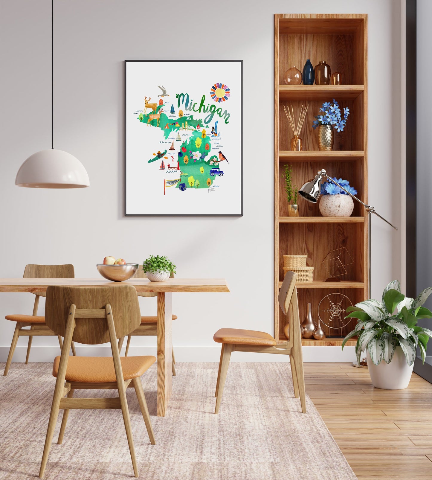 Michigan Map | Fine Art Print | Travel Wall Decor
