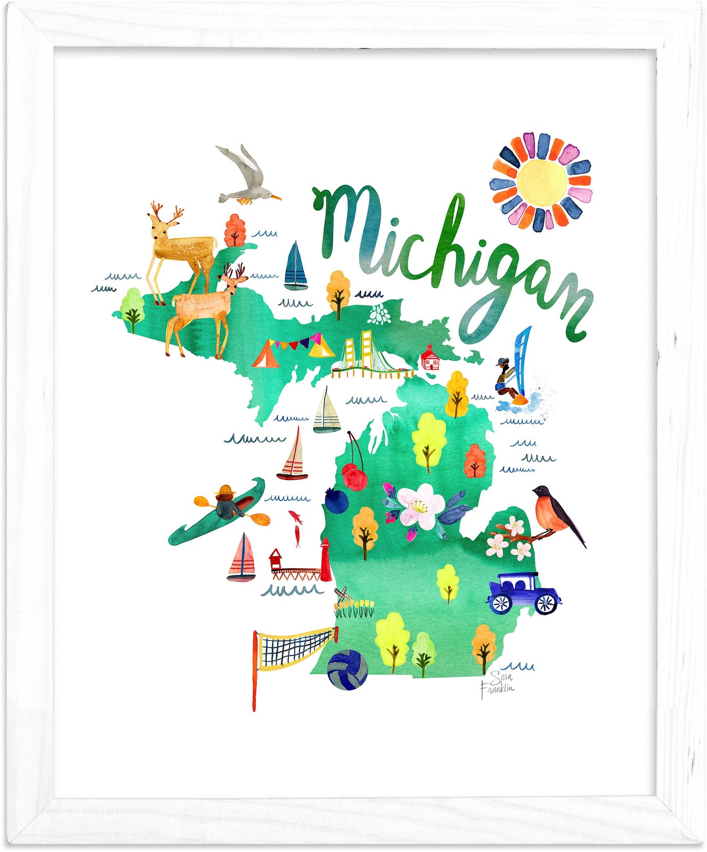 Michigan Map | Fine Art Print | Travel Wall Decor