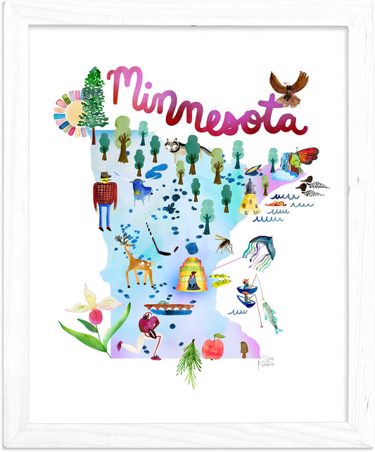 Minnesota Map  | Fine Art Print | Travel Wall Decor