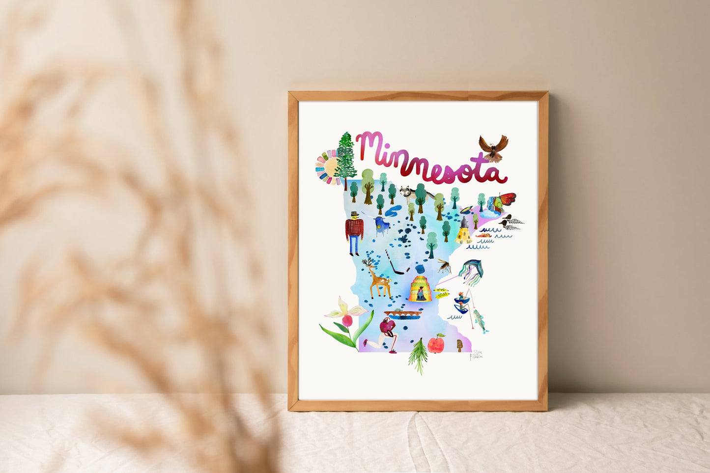 Minnesota Map  | Fine Art Print | Travel Wall Decor