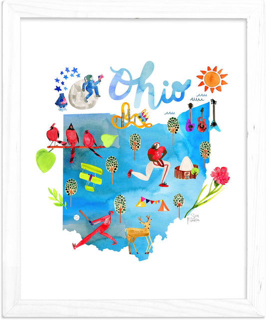 Ohio State Map | Fine Art Print | Travel Wall Decor