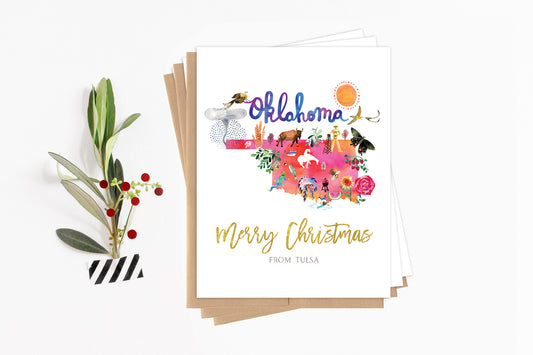 Custom Oklahoma Map Holiday Card