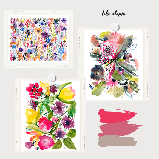 Boho Utopia Collection Set of 3 Prints Triptych