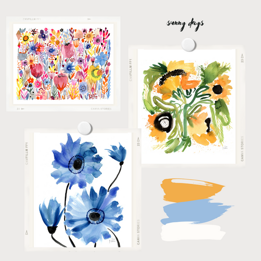 Sunny Days Collection Set of 3 Prints Triptych