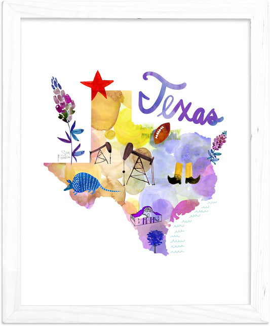 Texas Map | Fine Art Print | Travel Wall Decor