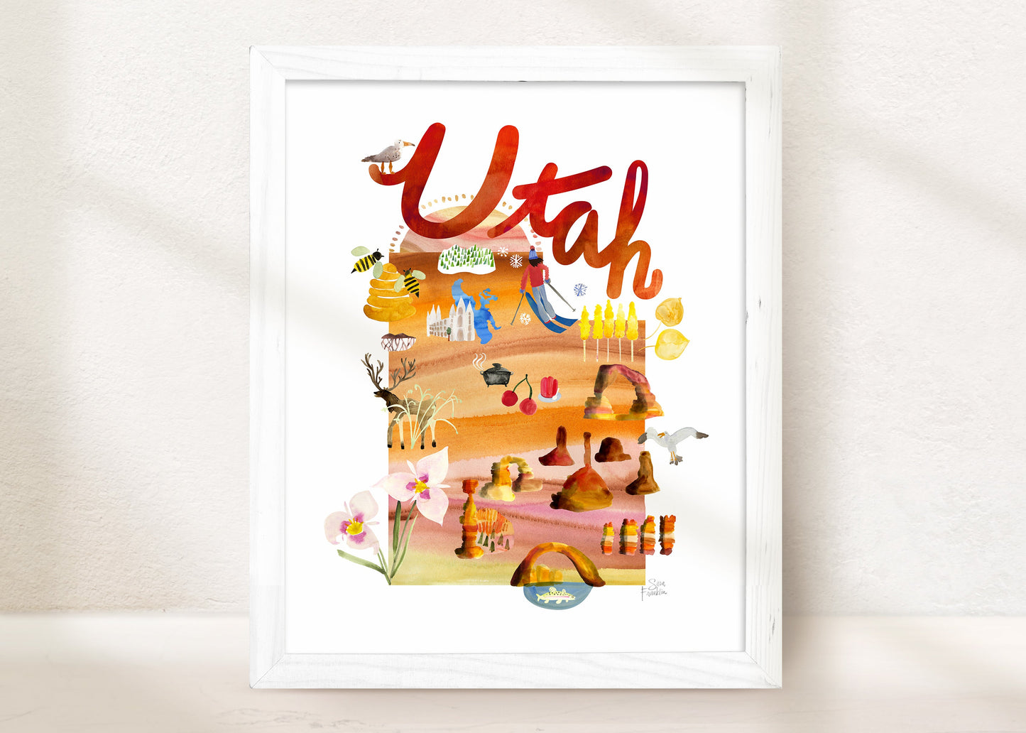 Utah State Map Art Print | Travel Wall Decor
