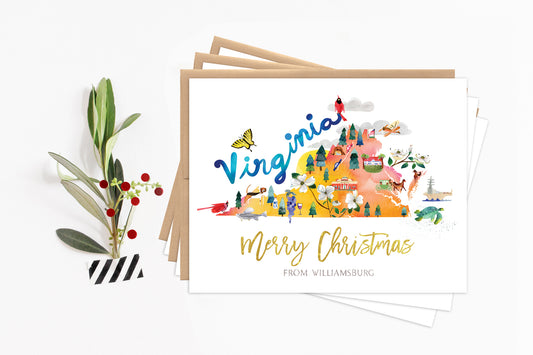 Custom Virginia Map Holiday Card