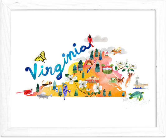 Virginia Map | Fine Art Print | Travel Wall Decor
