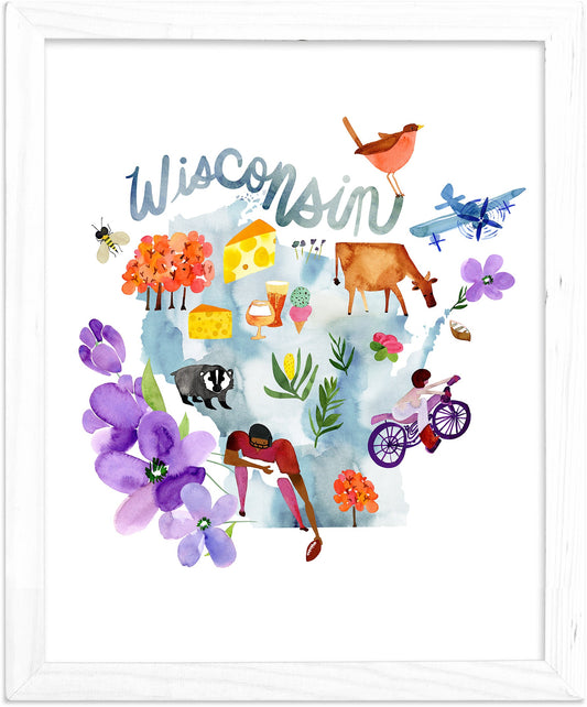 Wisconsin Map | Fine Art Print | Travel Wall Decor