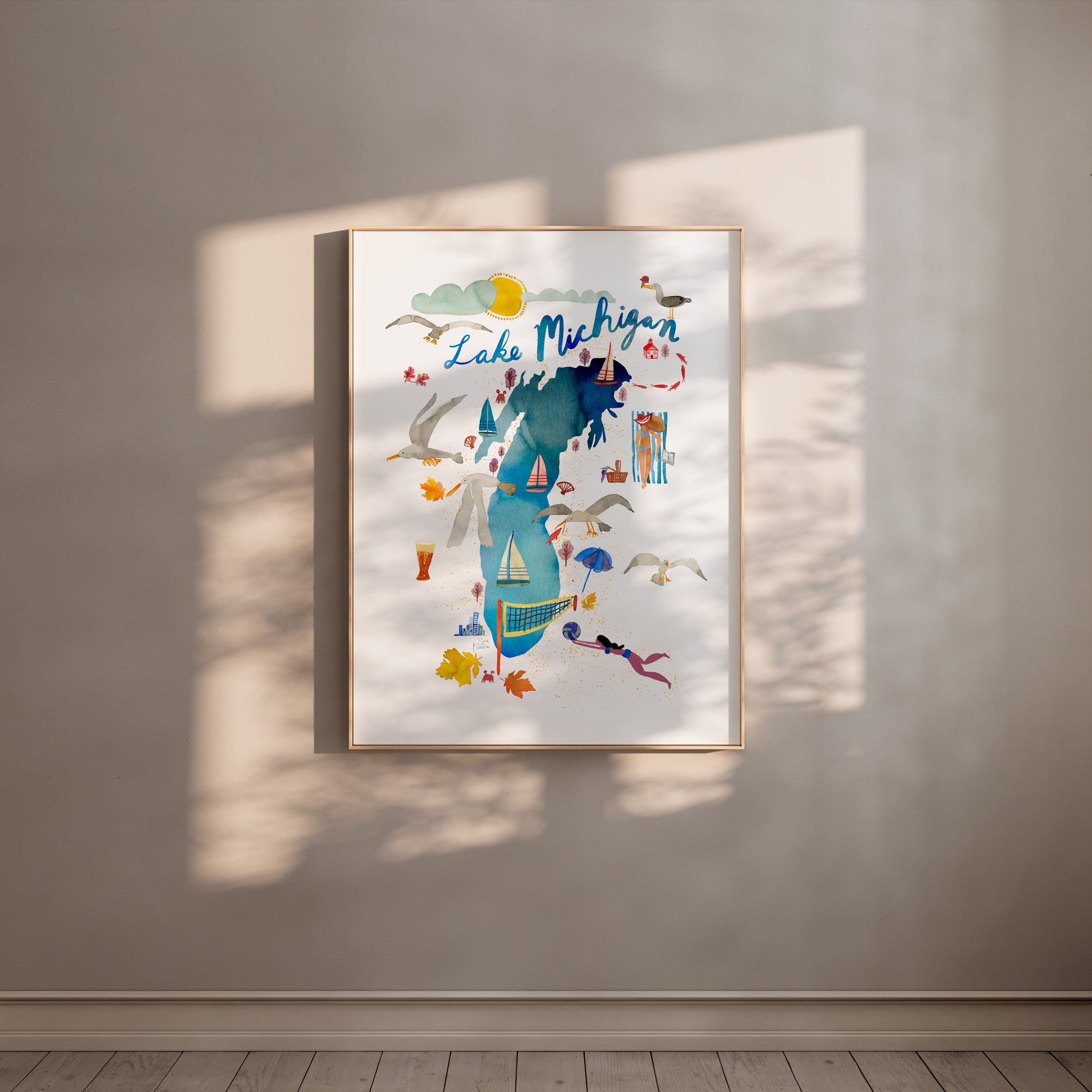 a picture hanging on the wall of a room