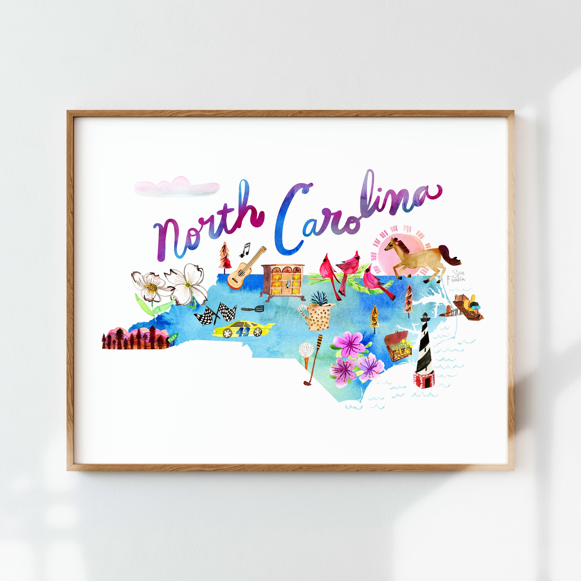 a painting of a map of north carolina