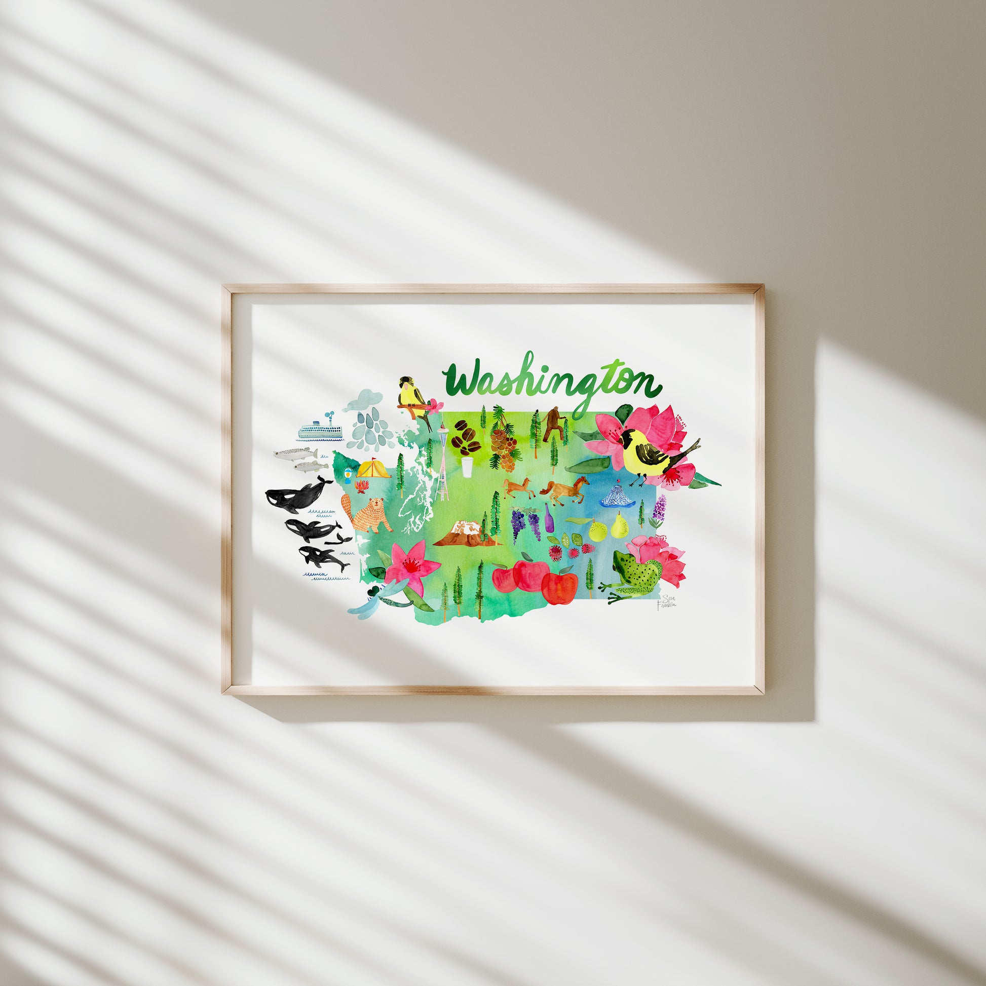 a picture hanging on the wall of a room