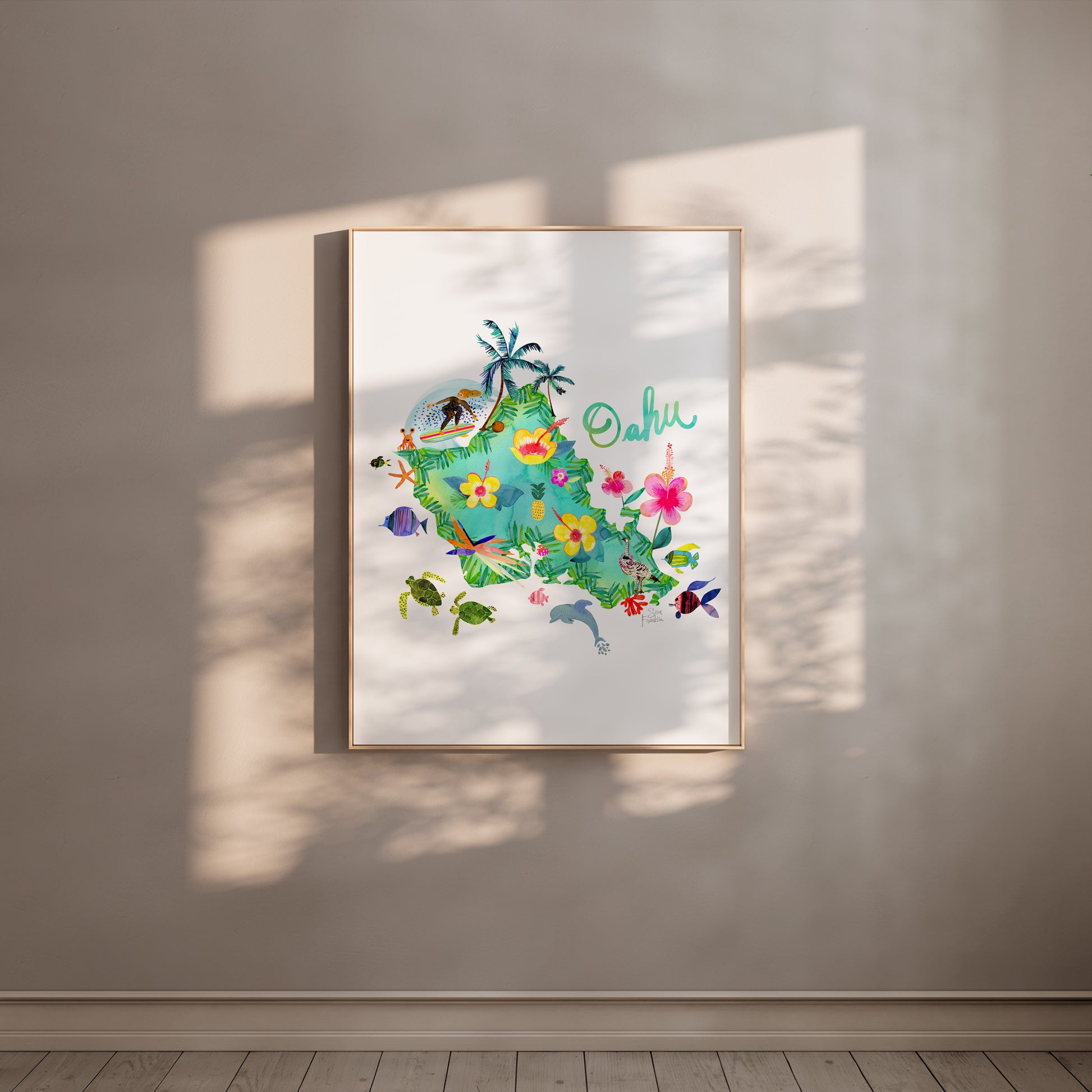 a picture hanging on the wall of a room
