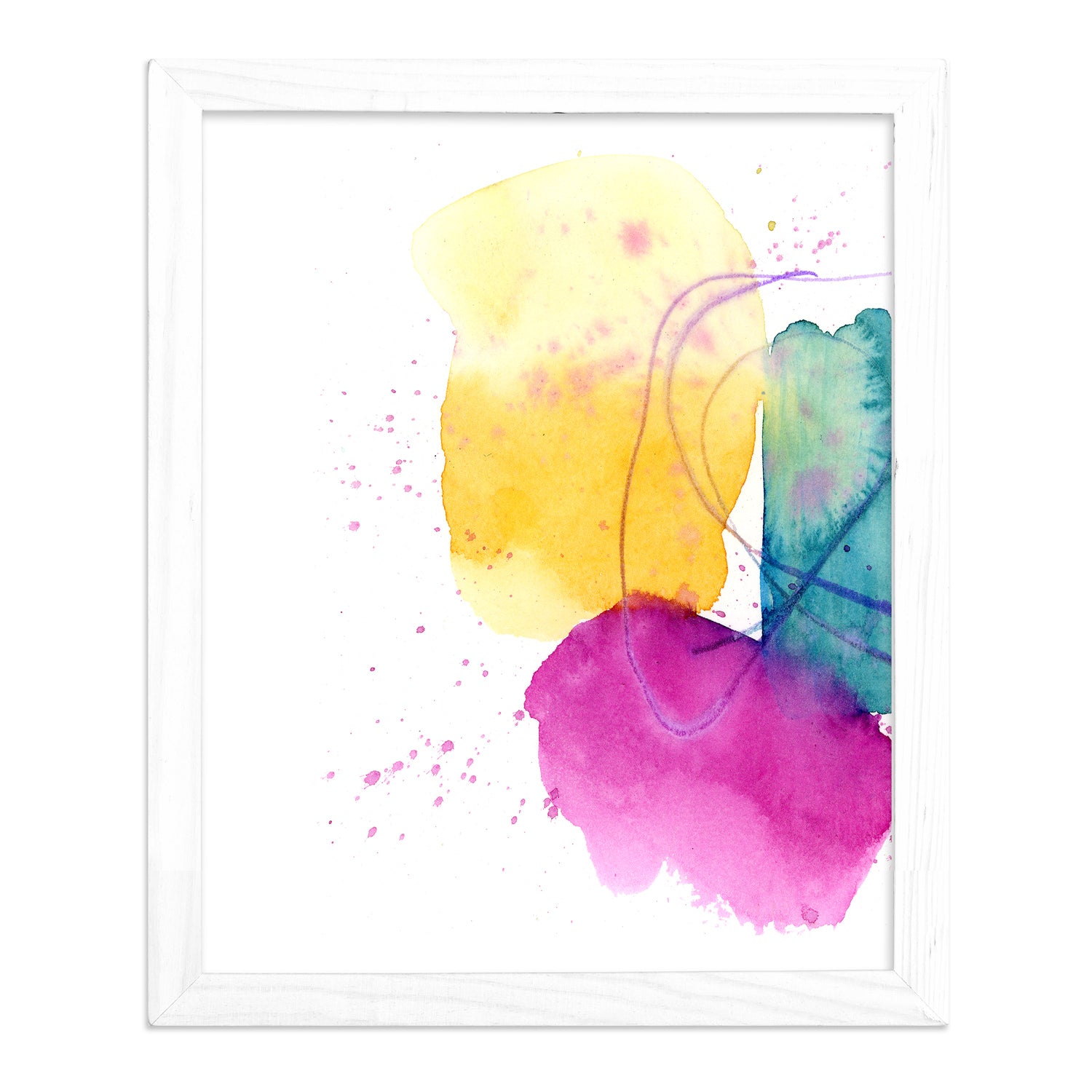 a watercolor painting with a white frame