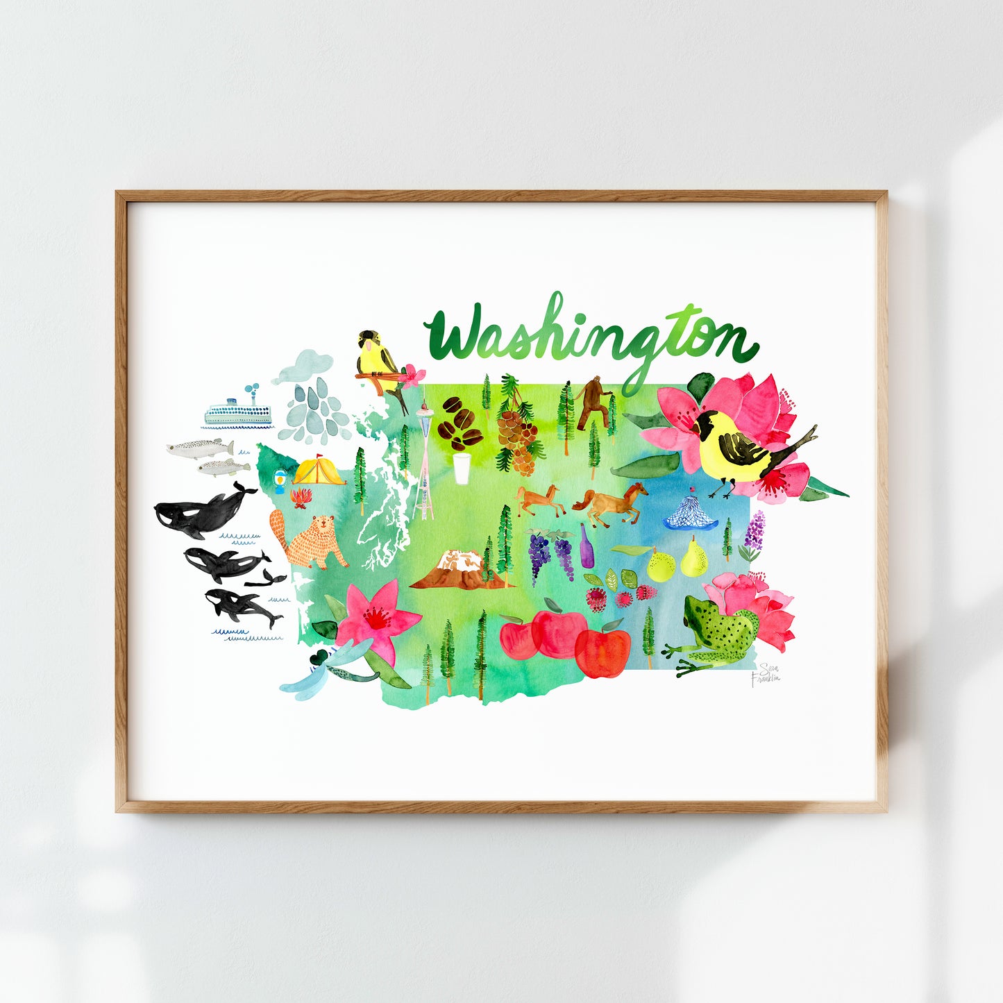 a picture of a map of washington on a wall