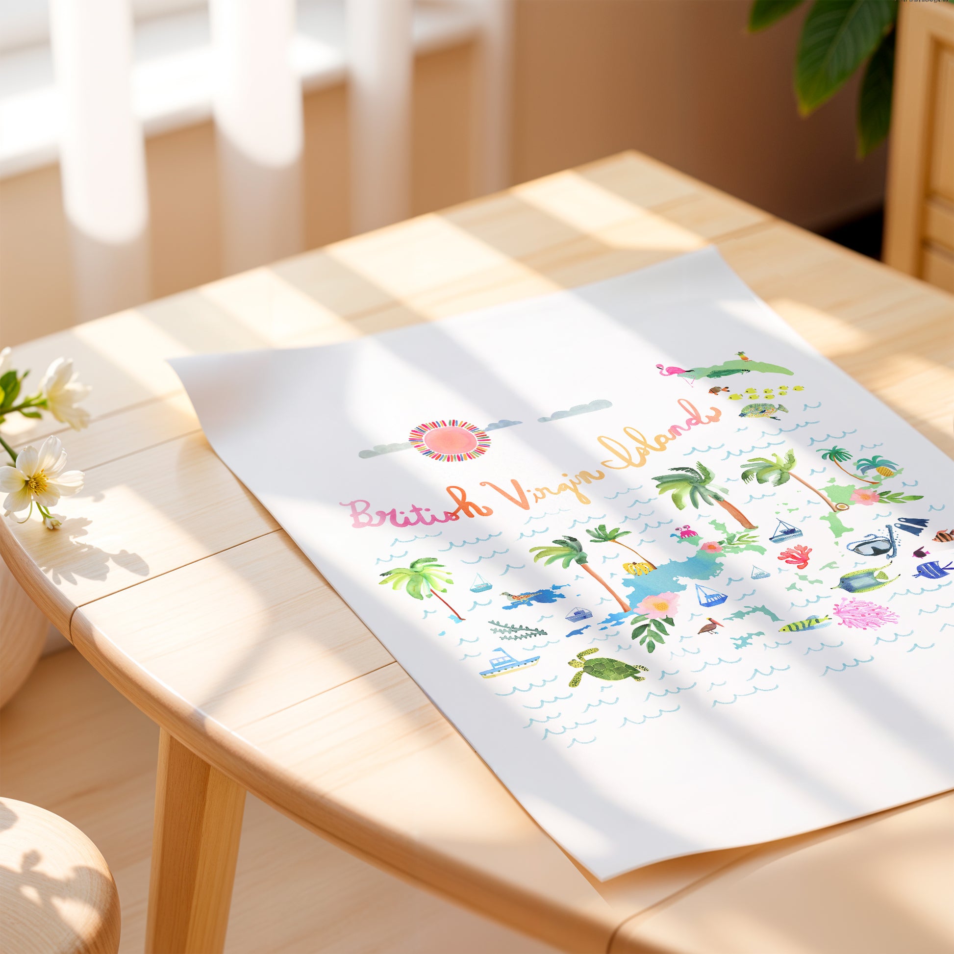a picture of a table with some flowers on it