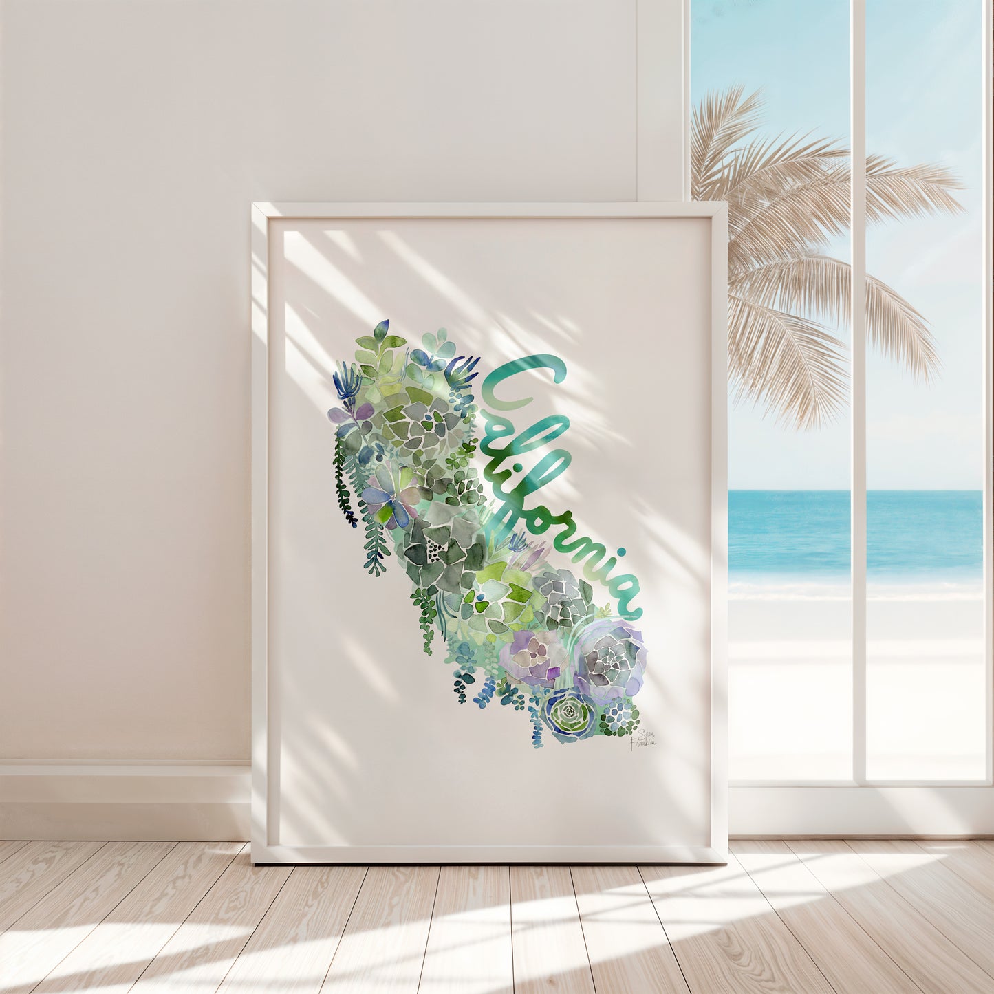 a picture of a picture of a beach and a palm tree