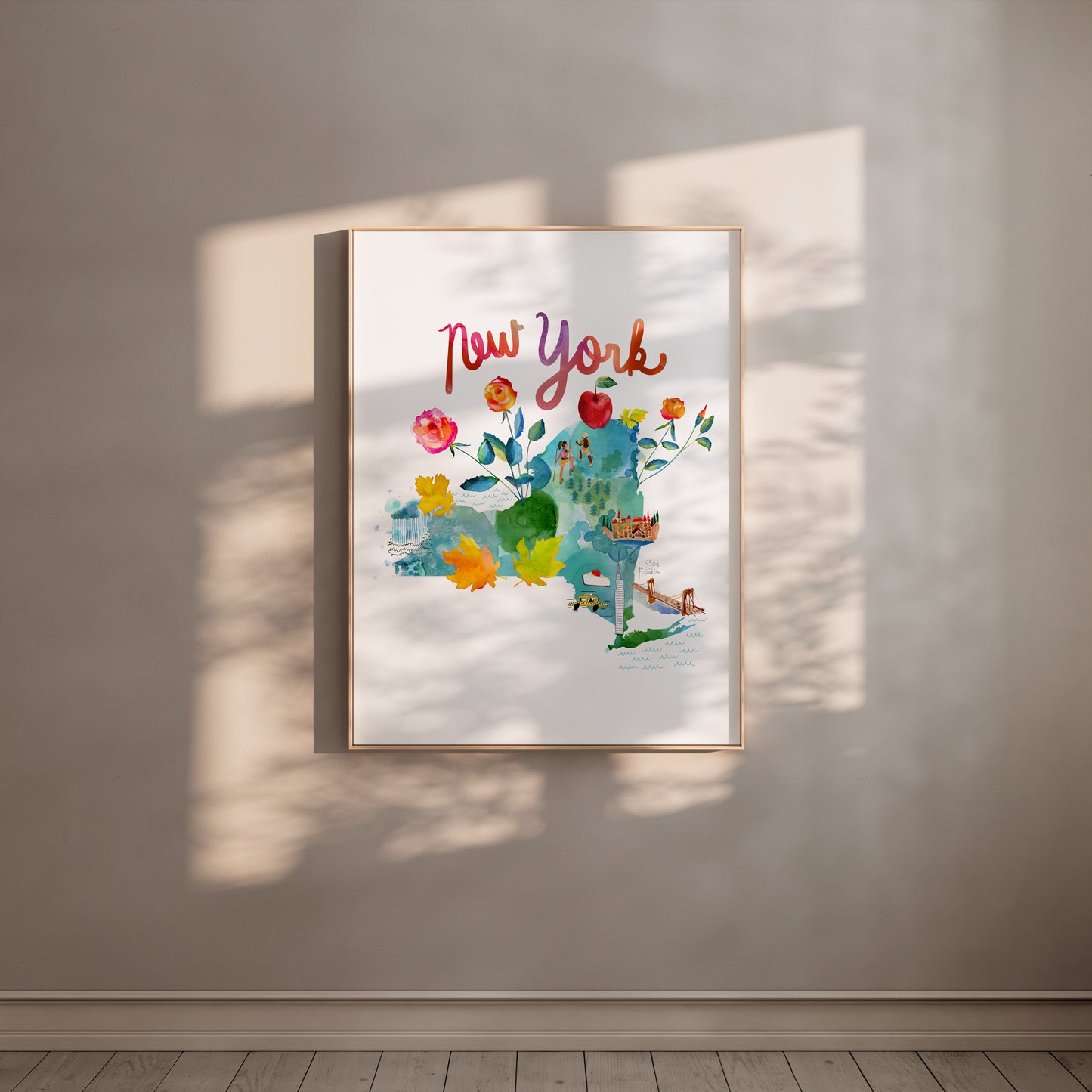 a picture hanging on the wall of a room
